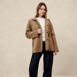 Banana Republic Vegan Suede Sherpa Jacket Large